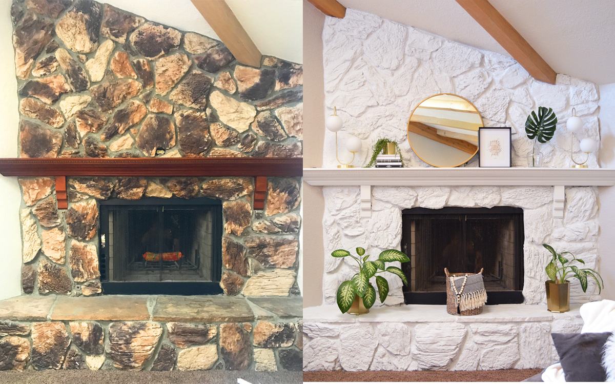 Stone Fireplace Transformation From Dated To Modern A Happy Blog